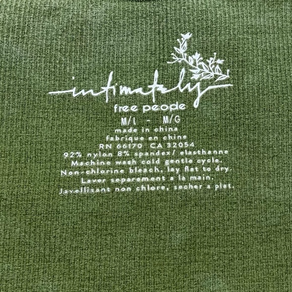 Free People Intimately Brami Sage Green Spaghetti Strap Tube Crop Top Sz M / L - Picture 7 of 9